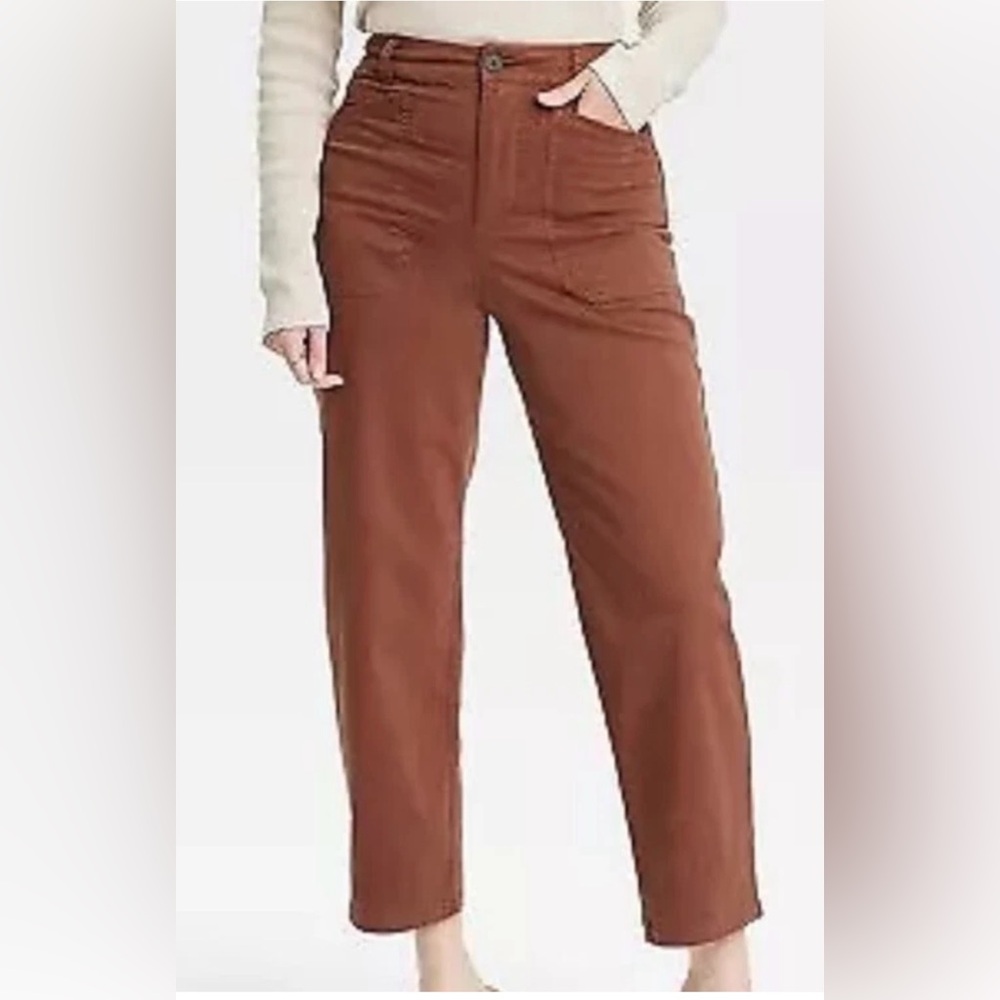 Universal thread High Rise Barrel Leg Pants size 2 brown large pockets jeans